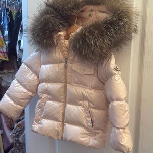 Pink Moncler Coat with Fur Size 2